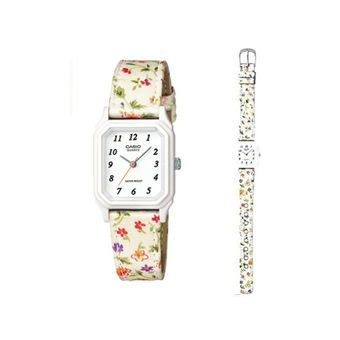 Casio นาฬิกาข้อมือผู้หญิง สีขาว สายผ้า รุ่น LQ-142LB-7B
