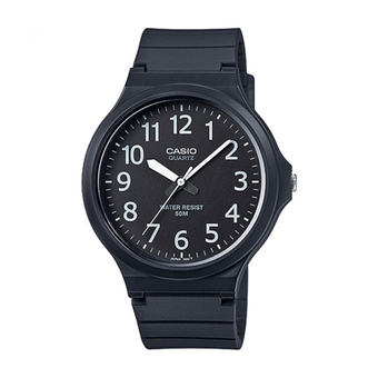 Casio นาฬิกาข้อมือผู้ชาย สายเรซิ่น สีดำ รุ่น MW-240-1B ( Black/Black )