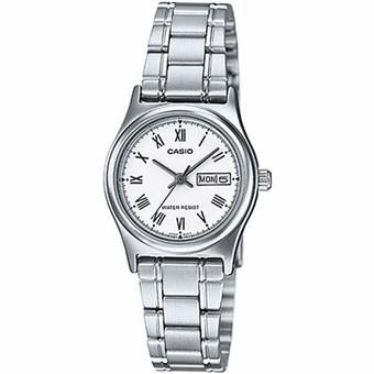 Casio Standard นาฬิกาข้อมือผู้หญิง สีขาว/เงิน สายสแตนเลส รุ่น LTP-V006D-7BUDF