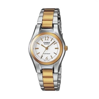 CASIO นาฬิกาข้อมือผู้หญิง Silver/Gold-หน้าขาว สายสแตนเลส รุ่น LTP-1253SG-7ADF