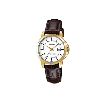 Casio Standard นาฬิกาข้อมือสุภาพสตรี สายหนัง รุ่น LTP-V004GL-7AUDF - สีน้ำตาล