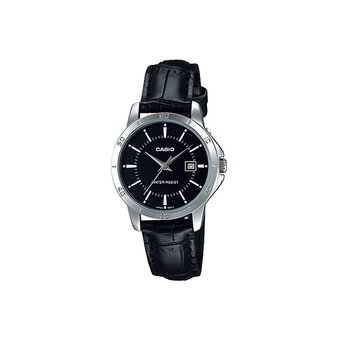 CASIO STANDARD นาฬิกาผู้หญิง สายหนัง รุ่น LTP-V004L-1A - Black