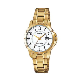 Casio นาฬิกาข้อมือ สายสแตนเลส รุ่น LTP-V004G-7BUDF-Gold