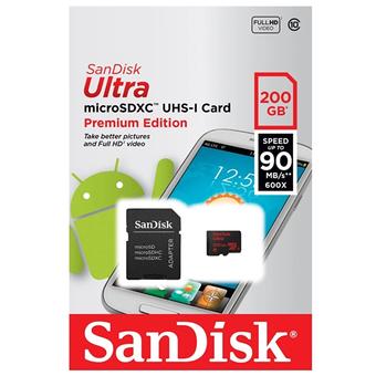 SanDisk 200GB Ultra Micro SD 600x (90MB/s) with SD Adapter