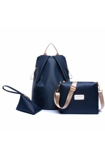 Bingo Fashion 3-psc Backpack Waterproof Nylon Oxford Bags - Backpack / Shoulder Bag / Small Bag(BLUE)  