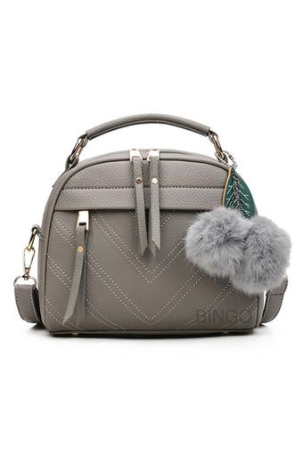 Wonderful story กระเป๋าสะพายข้าง กระเป๋าเป้ผ้าไนลอน SKN607 Premium PU Leather Crossbody Bag- （gray）