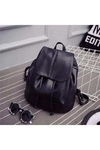 LIE กระเป๋าเป้สะพายหลัง ผู้หญิง กระเป๋าเป้เกาหลี กระเป๋าเป้หนัง รุ่น ST-12676 (สีดำ)