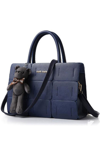 FTshop กระเป๋าแฟชั่น+พร้อมหมี กระเป๋าสะพายข้าง กระเป๋าถือ กระเป๋าสะพาย รุ่น 41c เซ็ต 1 ใบ (สีน้ำเงิน)