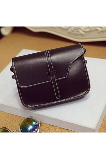 Bag Fashion กระเป๋าสะพายพาดลำตัว กระเป๋าหนังแฟชั่นจิ๋ว รุ่น1105 (สีดำ)