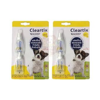 Cleartix spot on ผลิตภัณฑ์หยดหลัง ป้องกันและกำจัดเห็บหมัด สำหรับสุนัขน้ำหนักไม่เกิน 10 กก. 2 แพค (4 หลอด)