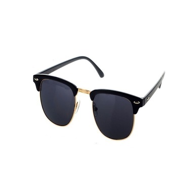 Half Gold Frame Style Sunglasses Vintage Retro Unisex Sunglasses Black