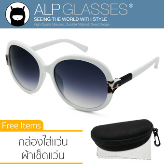 ALP Sunglasses แว่นกันแดด Round Oversized Style รุ่น ALP-0067-WHS-BKG (White/Black)