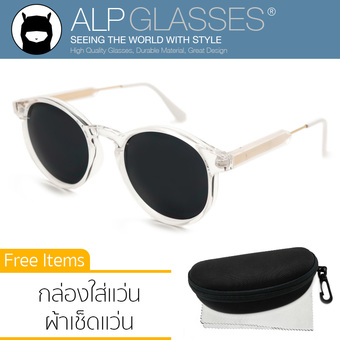 ALP Sunglasses แว่นกันแดด Vintage Oval Style รุ่น ALP-0015-WHC-BK (Clear/Black)