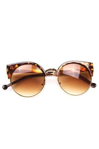 Cat Eye RoSemiRim Sun Glasses Leopard