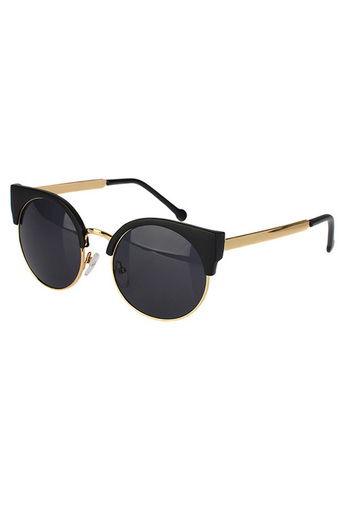 Fancyqube Hot Sale Unisex Retro Round Glasses Vintage Cat Eye Sunglasses Black