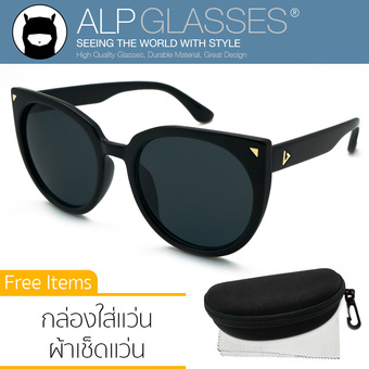 ALP Sunglasses แว่นกันแดด Oversized Style รุ่น ALP-0049-BKS-BK (Black/Black)