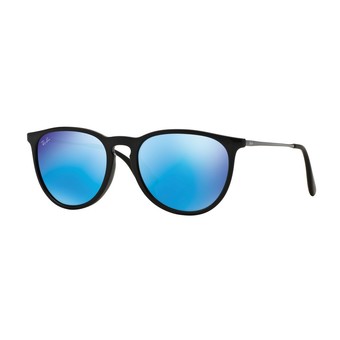 Ray-Ban แว่นกันแดด รุ่น Erika (F) RB4171F - Shiny Black (601/55) Size 54 Light Green Mirror Blue