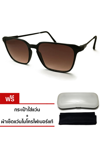 CIVIL Sunglasses แว่นกันแดดวินเทจ รุ่น WFX-Q 301 (Black/Brown)