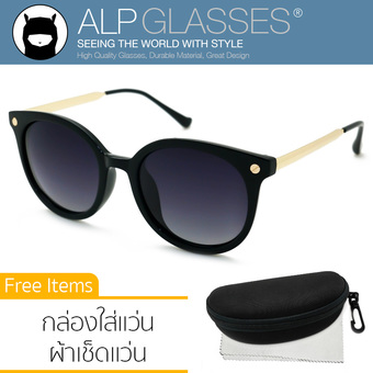 ALP Polarized Sunglasses แว่นกันแดด Vintage Style รุ่น ALP-0059-BKS-BKP (Black/Black)