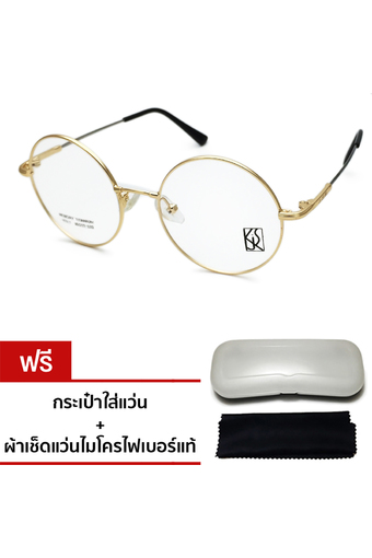 J S K Glassesแว่นกลม กรอบโลหะสีทอง ขาไทเทเนียม - Gold