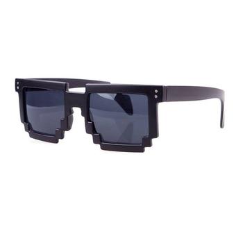 BUYINCOINS Unisex Retro Trendy Pixel 8 Bit Glasses Pixelated Style Square Sunglasses