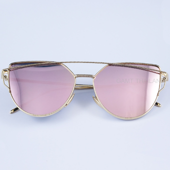 GAMT METAL CATEYE SUNGLASSES ขนาด 59 mm เลนส์ ปรอทชมพู กรอบทอง MIRRORED PINK and GOLD