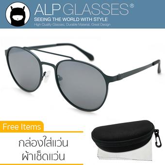 ALP Polarized Sunglasses แว่นกันแดด Vintage Oval Style รุ่น ALP-0041-BKT-BKMP (Black/Black)