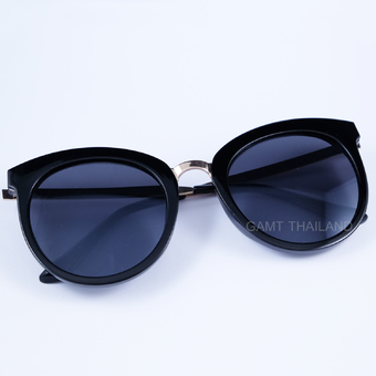 GAMT ROUND LARGE FRAME SUNGLASSES เลนส์ สีดำ กรอบดำ BLACK 63 mm