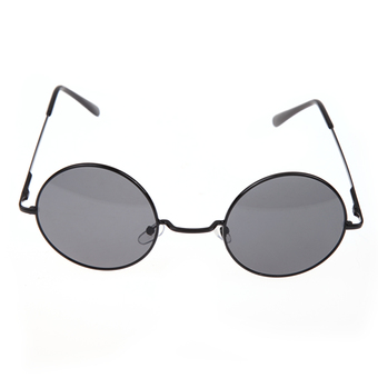 Men Women Vintage Retro Round Metal Frame Sunglasses Eyewear Black (Intl)