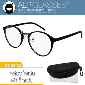 ALP Eyeglasses แว่นตาเลนส์ใส กรอบแว่นตา Vintage Style รุ่น ALP-E001-BKT (Black/Clear)