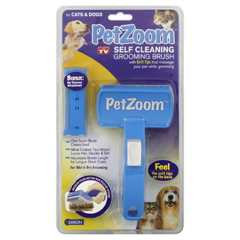 PetZoom Self Cleaning Grooming Brush แปรงหวีขน สำหรับ สุนัขและแมว (สีฟ้า)