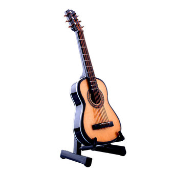 1:12 Mini Acoustic Guitar Wooden Miniature Musical Dollhouse With Case New