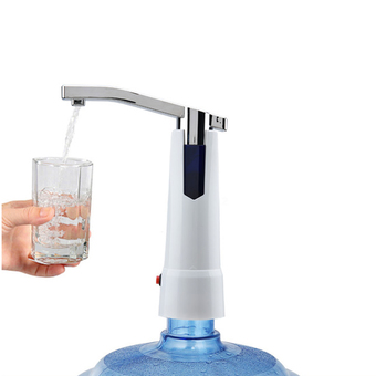 เครื่องกดน้ำดื่มไฟฟ้าปั๊มน้ำจากถังน้ำดื่มอัตโนมัติ+แบตสำรอง (สีขาว)