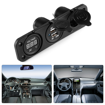 3in1 Car Auto Dual USB Charger Adapter+Voltmeter+Cigarette Lighter Socket MA997 - intl