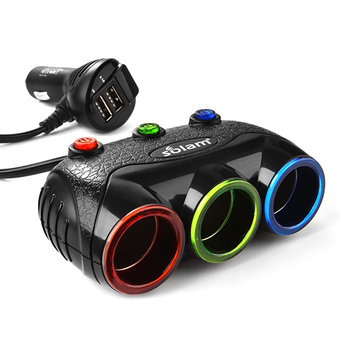 12V Dual USB Ports Car Charger w/ Splitter (Multicolor) MA916