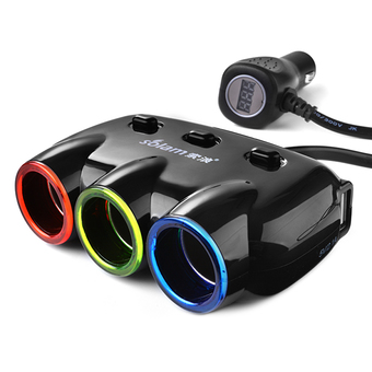 12V Dual USB Ports Car Charger w/ Splitter (Multicolor) MA917