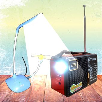 SKG ชุดสุดคุ้ม วิทยุ รุ่น SR-4000 (แดง) + รุ่น KG-2000 โคมไฟ LED สีฟ้า