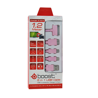 Tesco DATA LINK CABLE 5 IN 1 BOOST 1.2M MIX (PINK)