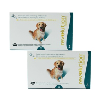 Revolution ยาหยอดกำจัดเห็บ หมัด สุนัข น้ำหนัก 20.0 - 40.0 kg กล่องละ 3 หลอด ( 2 units )
