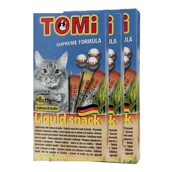 Tomi Liquid Snack โทมิ ขนมแมวเลีย รสแซลมอน+อินูลิน 3 กล่อง