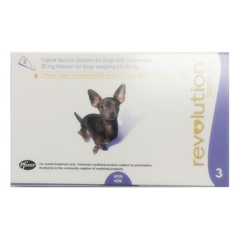 Revolution ยาหยอดกำจัดเห็บ หมัด สุนัข น้ำหนัก 2.6-5.0kg บรรจุ 3 หลอด