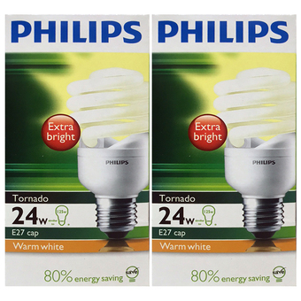 PHILIPS หลอดประหยัดไฟ TORNADO 24W. วอร์มไวท์ 2 แพ็ค (แพ็ค 1 หลอด)