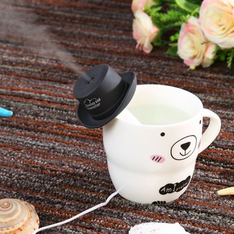 USB Mini Humidifier Cowboy Cap Office Household Air Purification Humidifier Aromatherapy Mist Maker (Black)