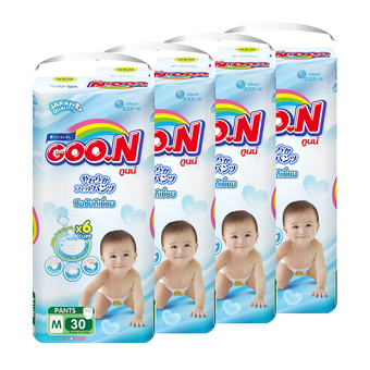 ขายยกลัง! GOON กูนน์ กางเกงผ้าอ้อมเด็กจัมโบ้ M 30 ชิ้น (รวมเป็น 4 แพ็ค ทั้งหมด 120 ชิ้น)