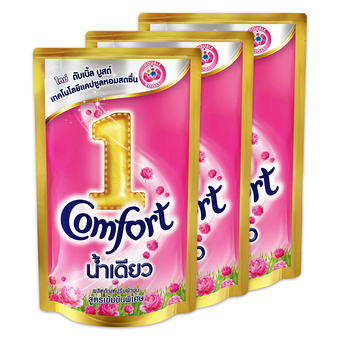 COMFORT คอมฟอร์ท น้ำยาปรับผ้านุ่ม อัลตร้า น้ำเดียว สีชมพู ถุงเติม 600 มล. (แพ็ค 3 ถุง)