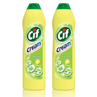 CIF ซิฟ ครีมทำความสะอาดพื้นผิวเอนกประสงค์ กลิ่นเลมอน 725 กรัม (แพ็ค 2 ขวด)