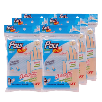 Poly-Brite อัลตร้าฟองน้ำหุ้มตาข่าย+สายคาด - แพ็ค6