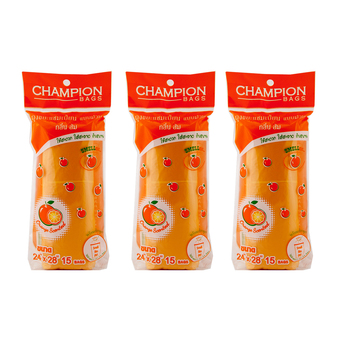 Champion ถุงขยะแบบม้วน กลิ่นส้ม 24x28 นิ้ว 15ใบ (3 แพ็ค)