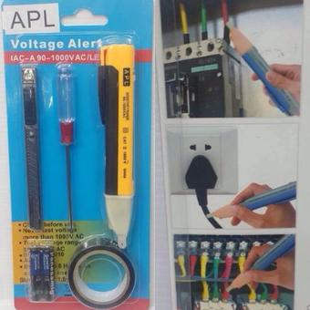 APL Voltage Alert (IAC-A) อุปกรณ์ตรวจเช็คไฟรั่ว + ไขควง คัตเตอร์ เทปพันสายไฟ (ฟรีถ่าน) - สีดำ/เหลือง