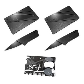 การ์ดมีดพกพา - สีดำ (2 ชิ้น) + การ์ด Wallet Ninja - สีดำ